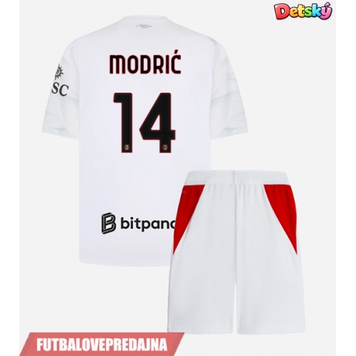 Lacne Dětský Futbalové dres AC Milan Luka Modric #14 2026-27 Krátky Rukáv - Preč (+ trenírky)